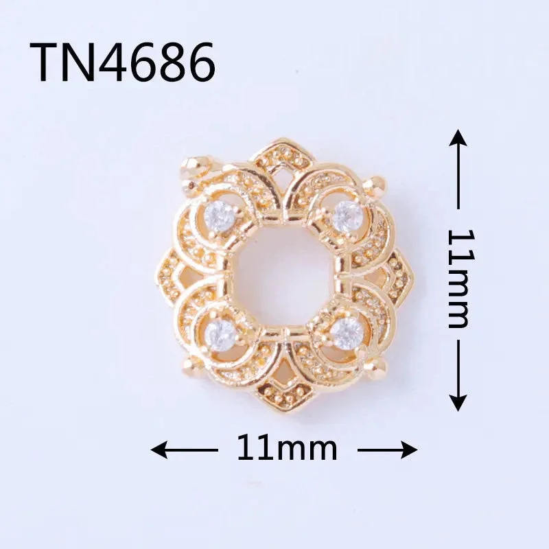 10pcs TN4686 Flower Wreath Alloy Zircon Nail Art Crystals nail jewelry Rhinestone nails accessories supplies decoration charms