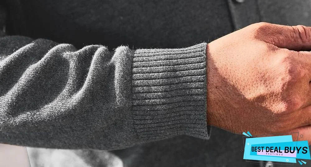 Mens V-Neck Sweater Casual Solid Color Sweater Plus Size Cardigan Tops