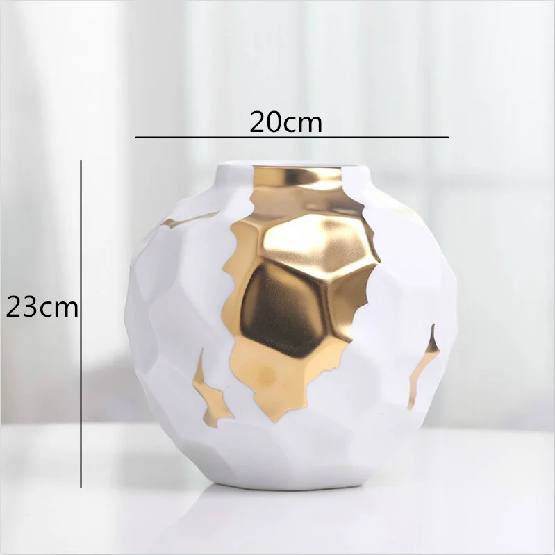 Creative Nordic ceramics Gold geometric Ceramic vase Modern home Flower arrangement Decorative ornaments Wedding gold vases