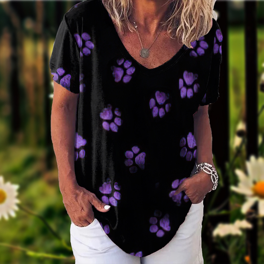 Mature Women 3D Printed Short Sleeve T-shirt Casual Tops