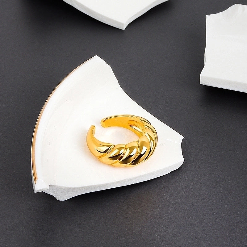 Casual Minimalist Geometric Solid Color Copper Plating Open Rings
