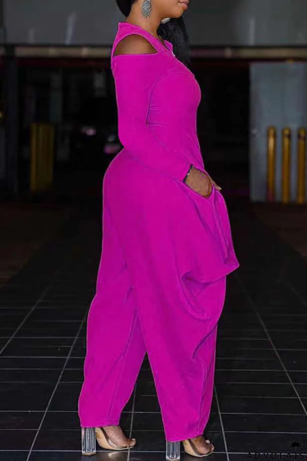 White Casual Solid Patchwork V Neck Loose Jumpsuits