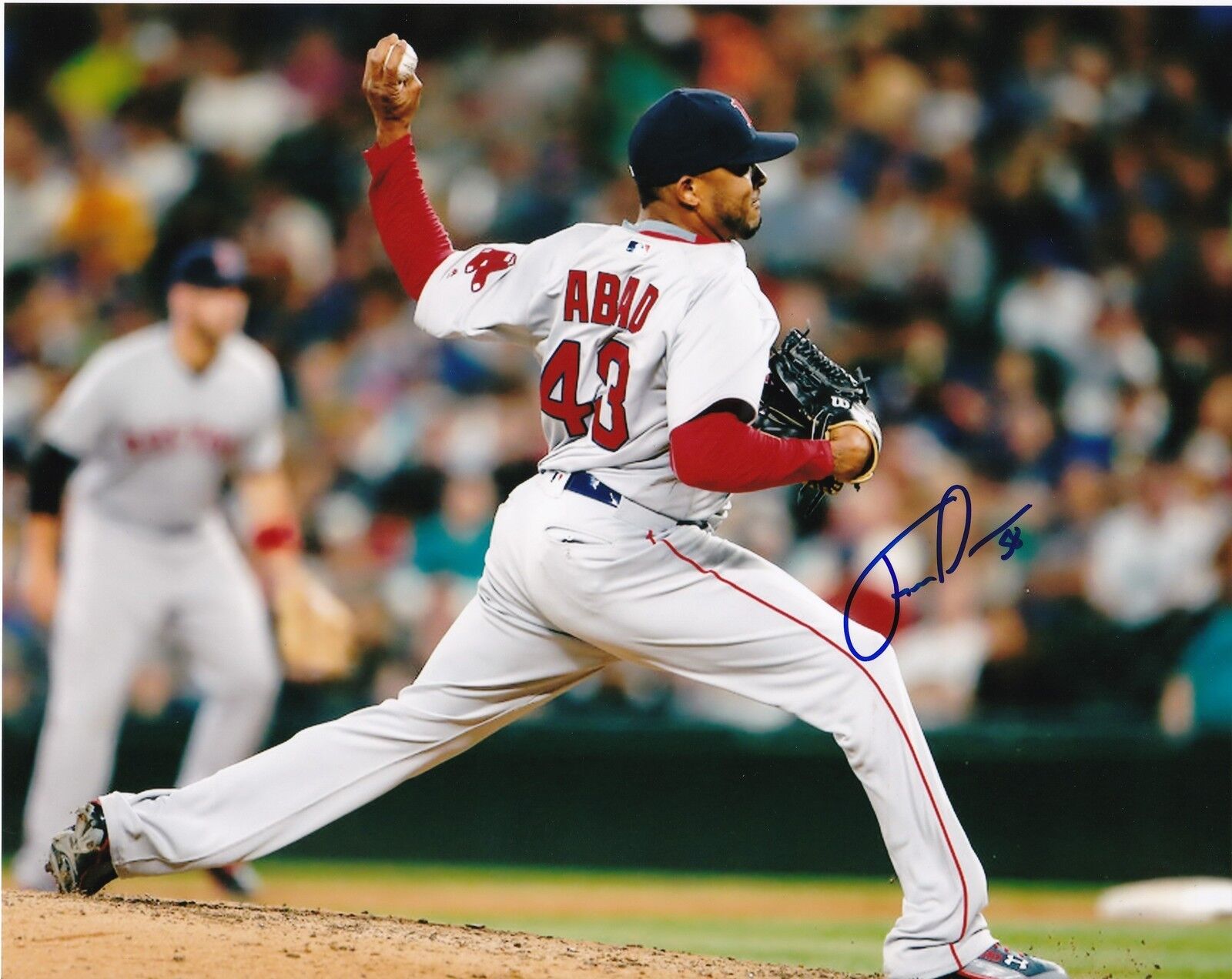 FERNANDO ABAD BOSTON RED SOX ACTION SIGNED 8x10