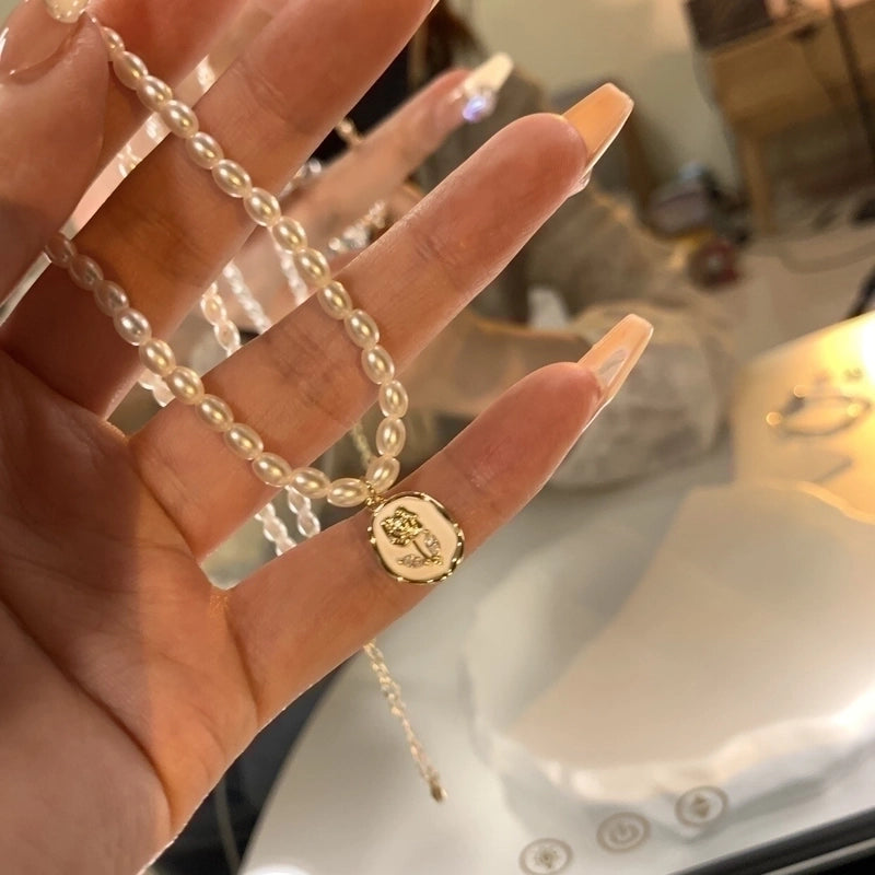 Casual Minimalist Flower Bow Knot Titanium Steel Plating Inlay Zircon Necklace