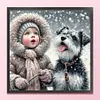 Girl With Puppy-11CT Stamped Cross Stitch 40*40cm/15.75*15.75in tapestrymarket