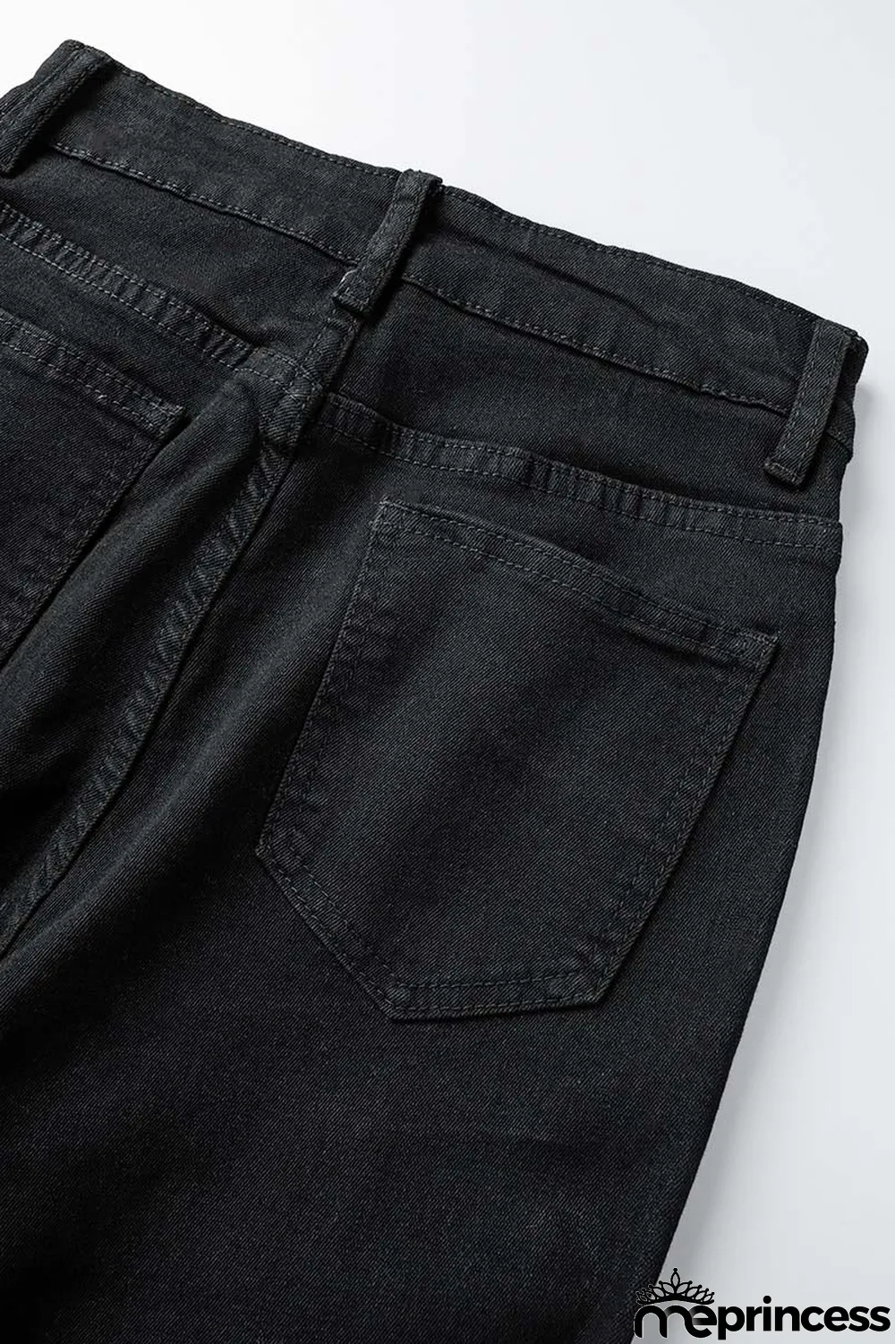 Black Casual Solid Ripped High Waist Boot Cut Denim Jeans