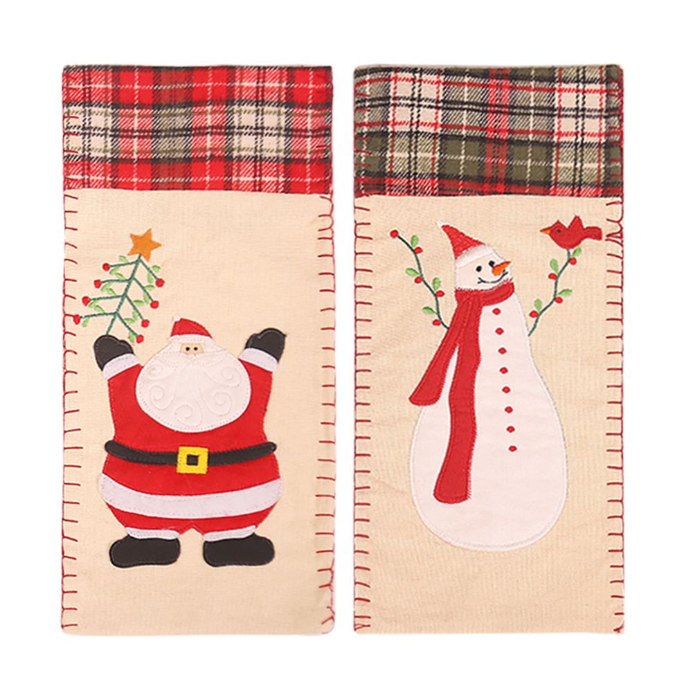 

Christmas Plaid Wine Bottle Cover Cartoon Champagne Cover Home Table Decor, Old man, 501 Original