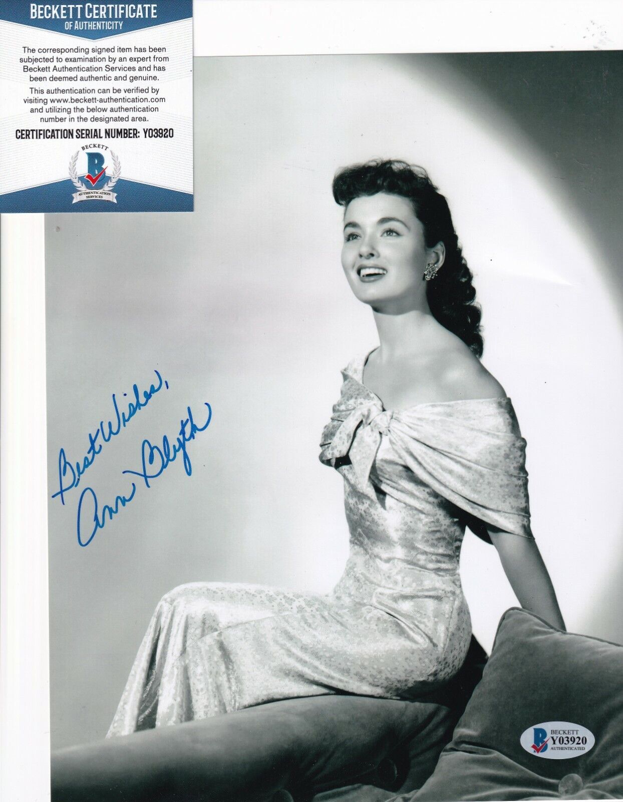 ANN BLYTH signed (MILDRED PLACE) Movie Actress 8X10 Photo Poster painting BECKETT BAS Y03920