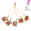 (US Only)5pcs Xmas Theme 2D Flat DIY Hanging Diamond Art Kits Home Wall Decoration Crafts