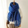 Women's Vintage Mohair Warm Extra Long Tassel Scarf by Inlyline