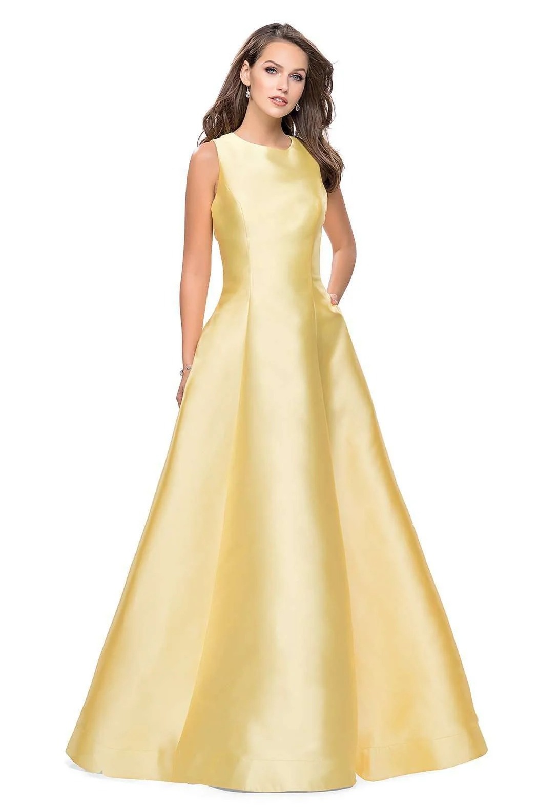 Ovlias Elegant Gold O Neck Sleeveless Couture Formal Prom Dress LY0768