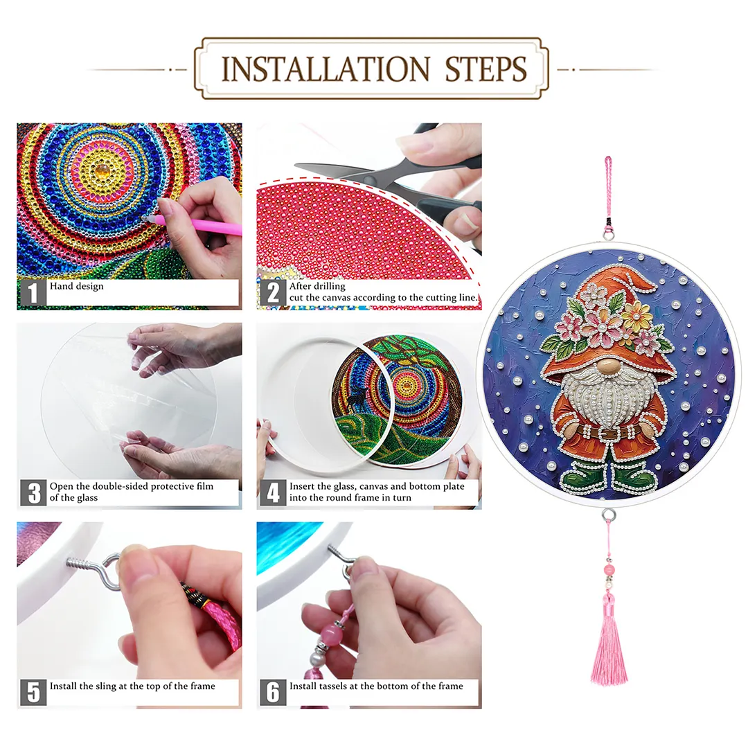 Goblin DIY Pearl Painting Kit With Round Frame & Tassel 9.25x9.25inch Pearl Painting Art Kits Pearl Dot Painting for Adults Beginners Home Wall Decor
