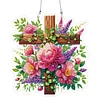 (US Only)Cross Flower Theme 2D Flat DIY Diamond Art Pendant Wall Decor for Home & Windows