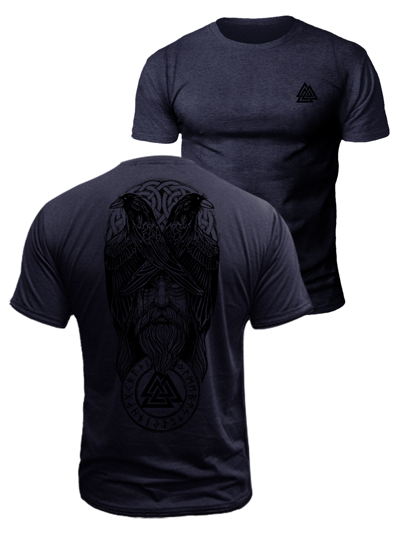 Viking Crow Duplex Printing Cotton T-Shirt