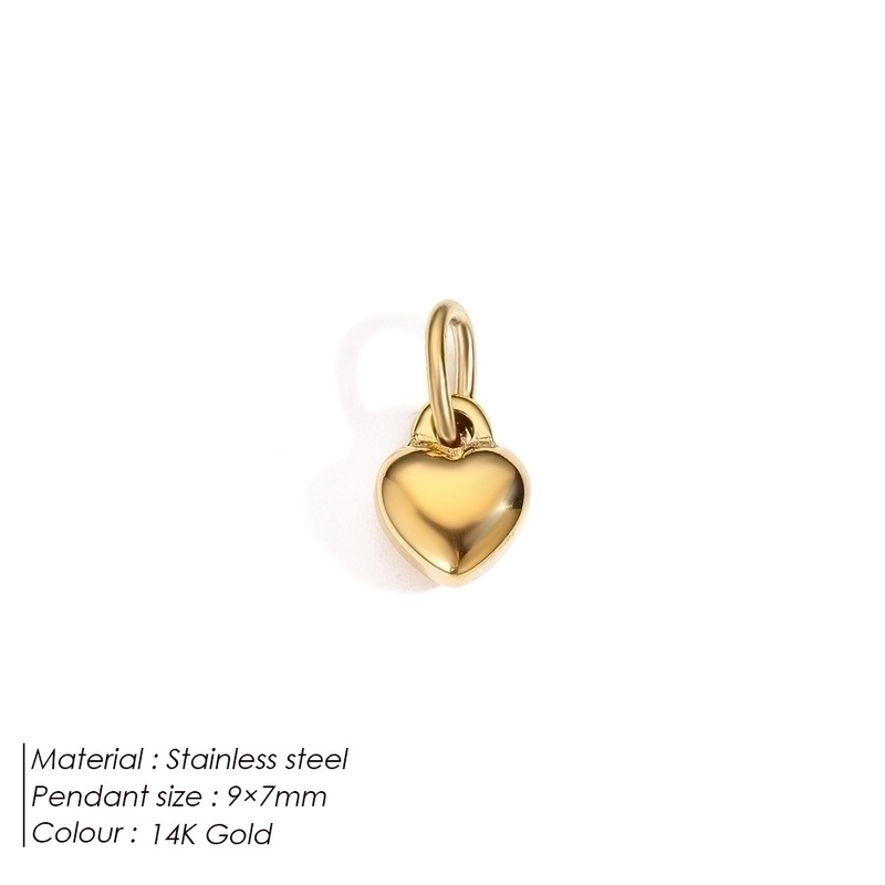 1 Piece 9*7mm 316 Stainless Steel 14K Gold Plated Heart Shape Polished Pendant
