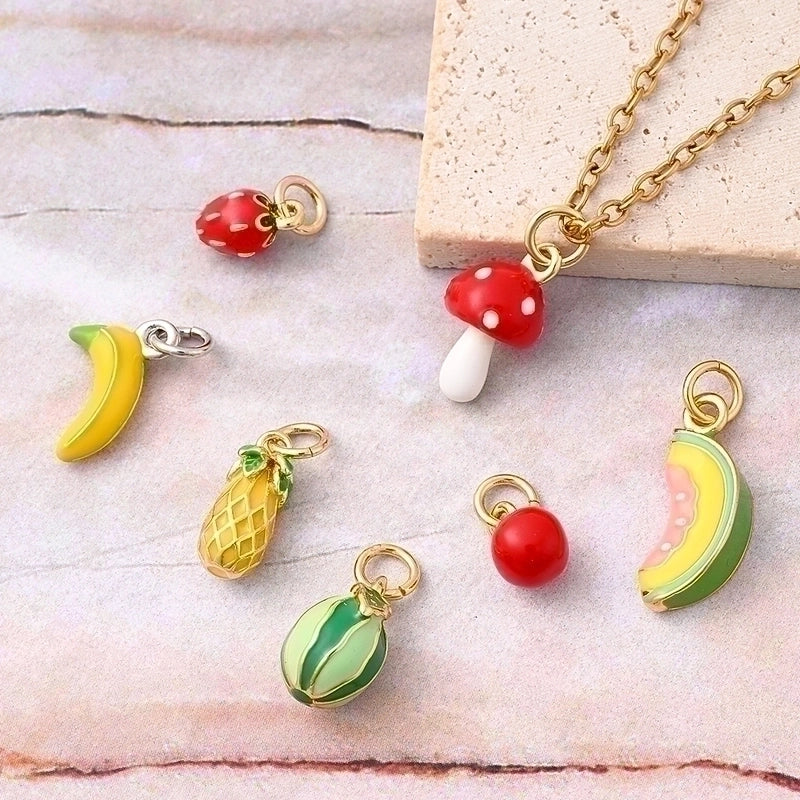1 Pc/Package 14x7mm 18x7mm 8.5x6mm Hole 3~3.9mm Copper 18K Gold Plated White Gold Plated Fruit Strawberry Mushroom Polished Jewelry Accessories Pendant