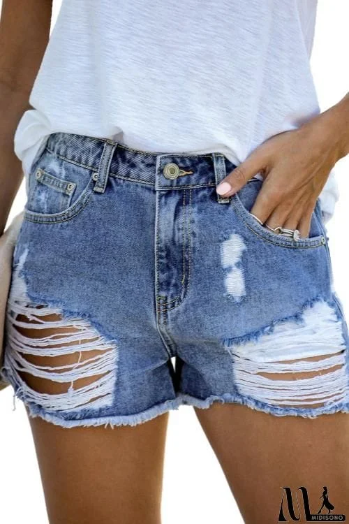 Clubhouse High Rise Distressed Denim Shorts