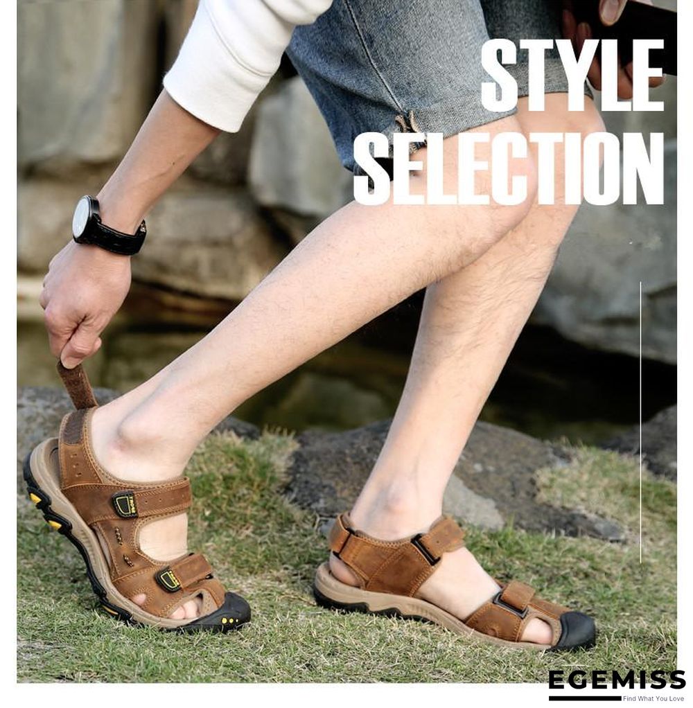 Men Genuine Leather Sandals Beach Outdoor Sandals | EGEMISS