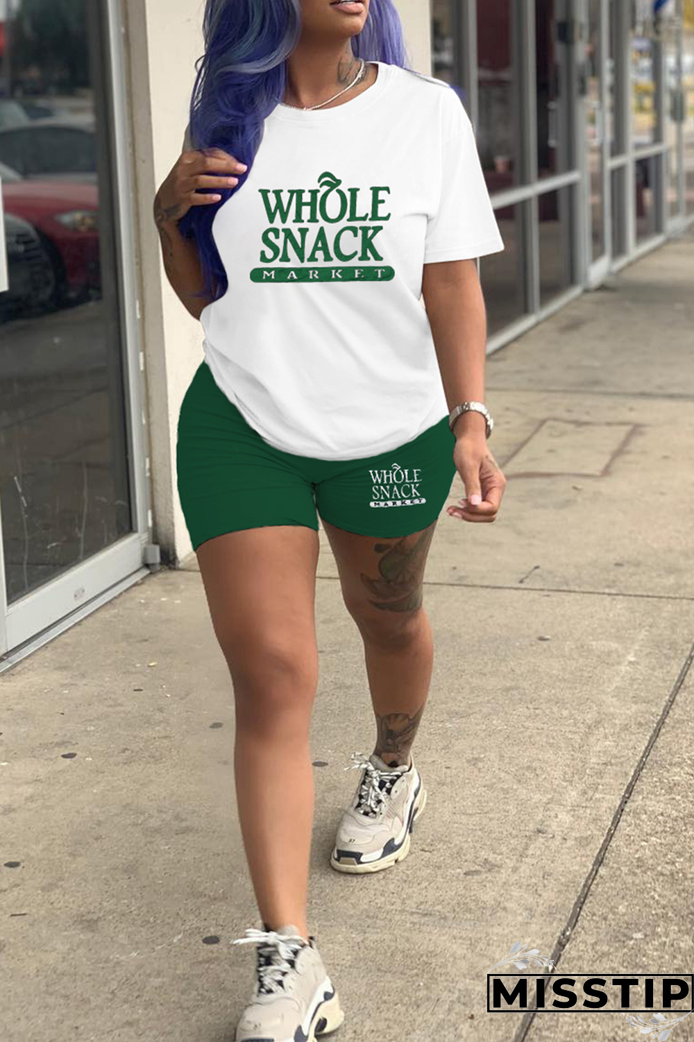 Black Gold Casual Print Patchwork O Neck Short Sleeve Two Pieces