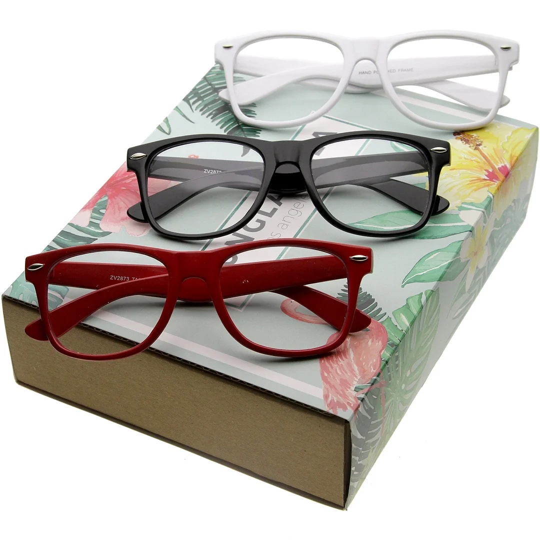 Retro Wide Temple Clear Lens Horn Rimmed Eyeglasses 54mm