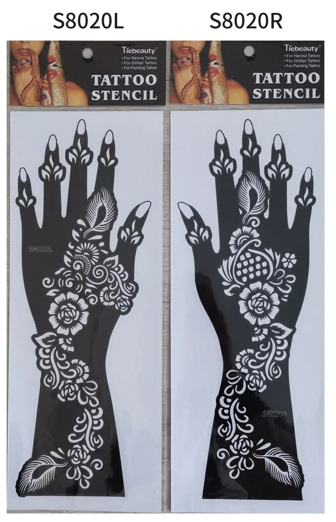 1pair 2pcs hand sleeve temporary tattoo stencil henna lace mandala tattoo template spray paint templates sheets lotus flowers