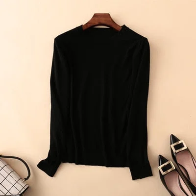 Women Sweater 2020 New O-neck Female Long-sleeved Knitted Pullover Jumper Pull Femme Clothes White Loose Thin Korean Plus Size