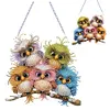 Pendentif acrylique cinq oiseaux aux grands yeux-bricolage