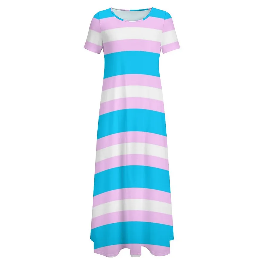 pink and blue flowy dress Blue And Pink Printed Maxi Dress With Criss Cross Back