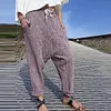 Women's Lace-up Cotton And Linen Wide-leg Elastic Trousers