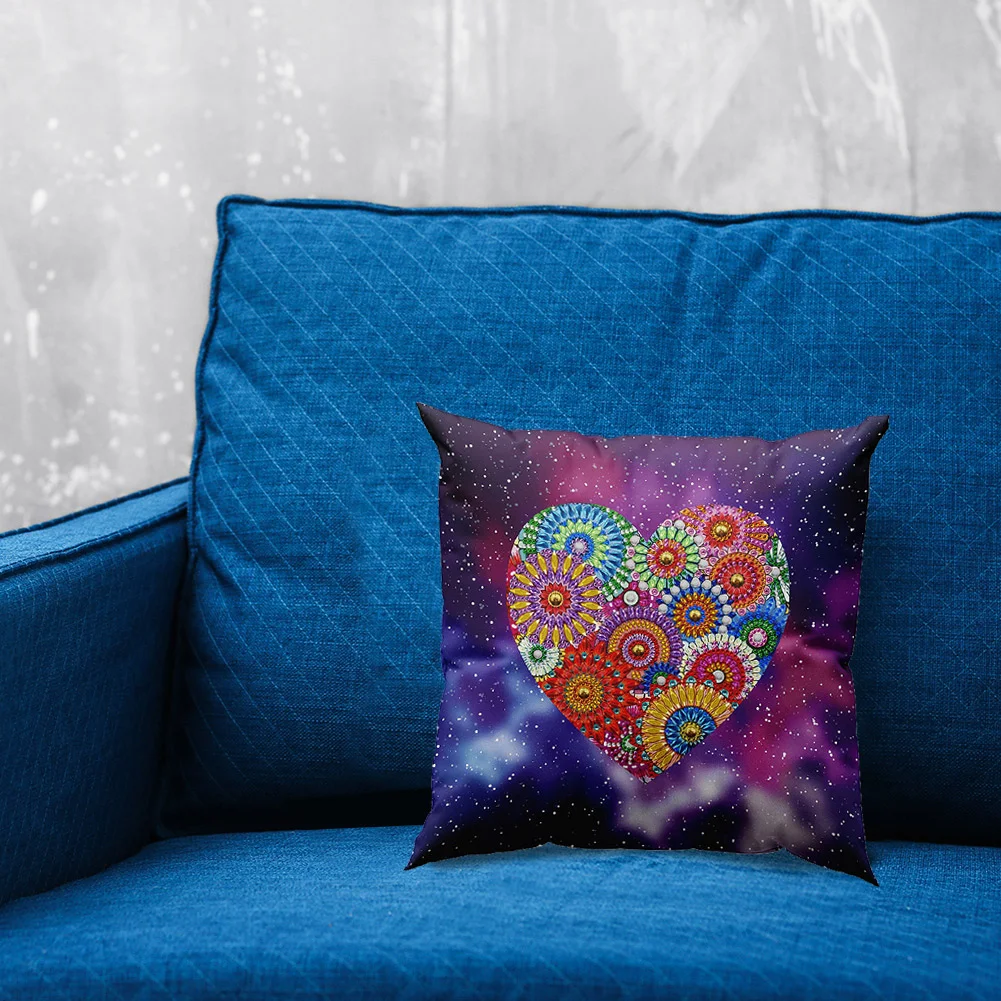 DIY Diamond Painting Pillow Case - Heart(30*30cm)(Single Side)