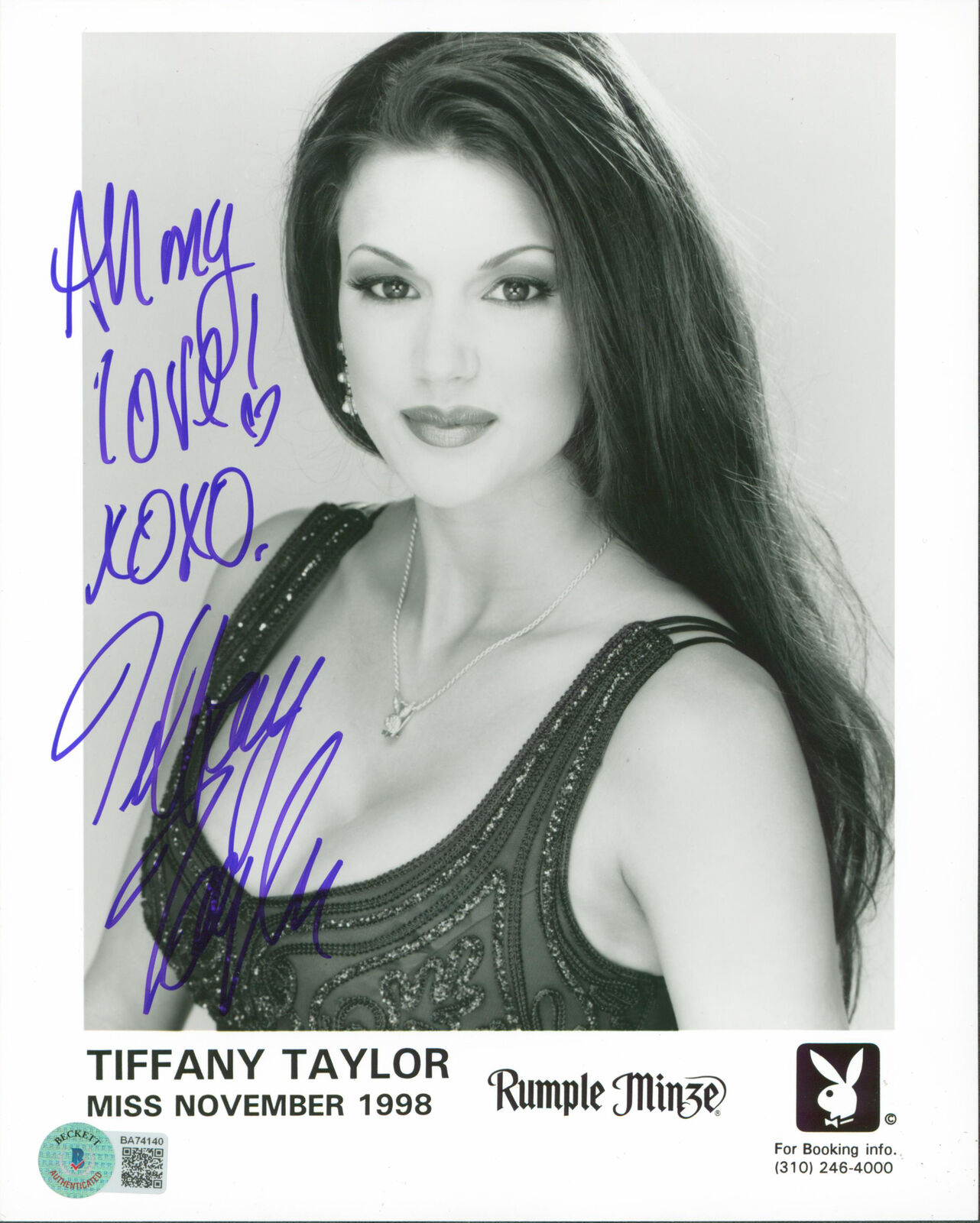 Tiffany Taylor Playboy All My Love XOXO Authentic Signed 8x10 Photo Poster painting BAS #BA74140