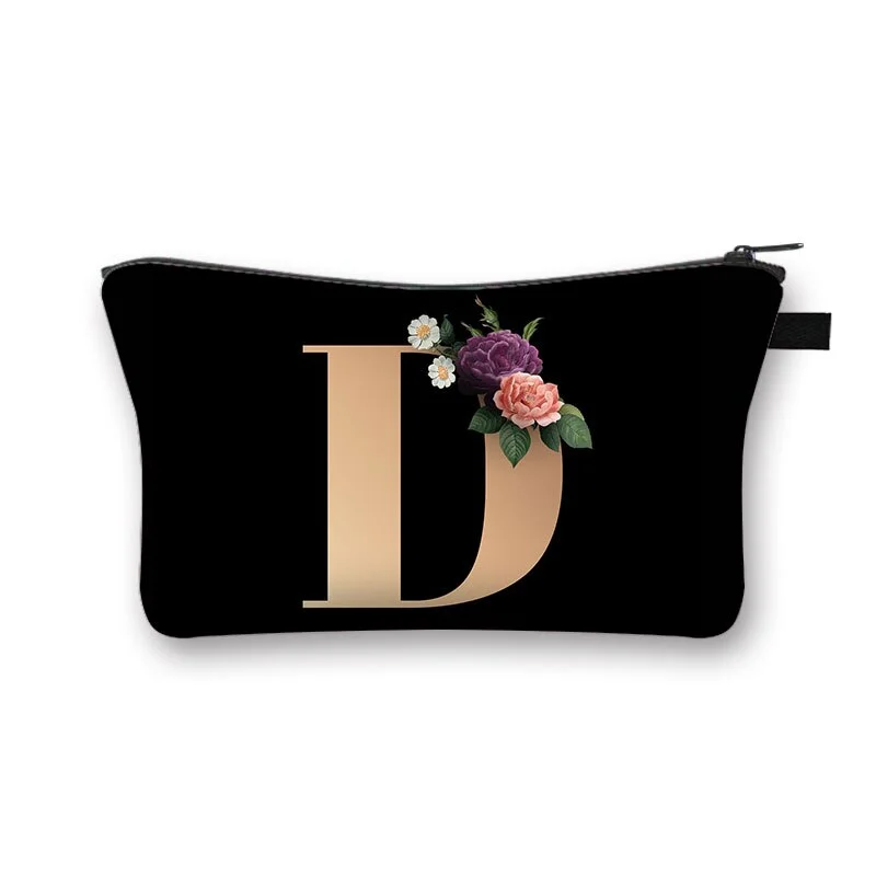 Polyester Cosmetic Bag - Alphabet Flowers