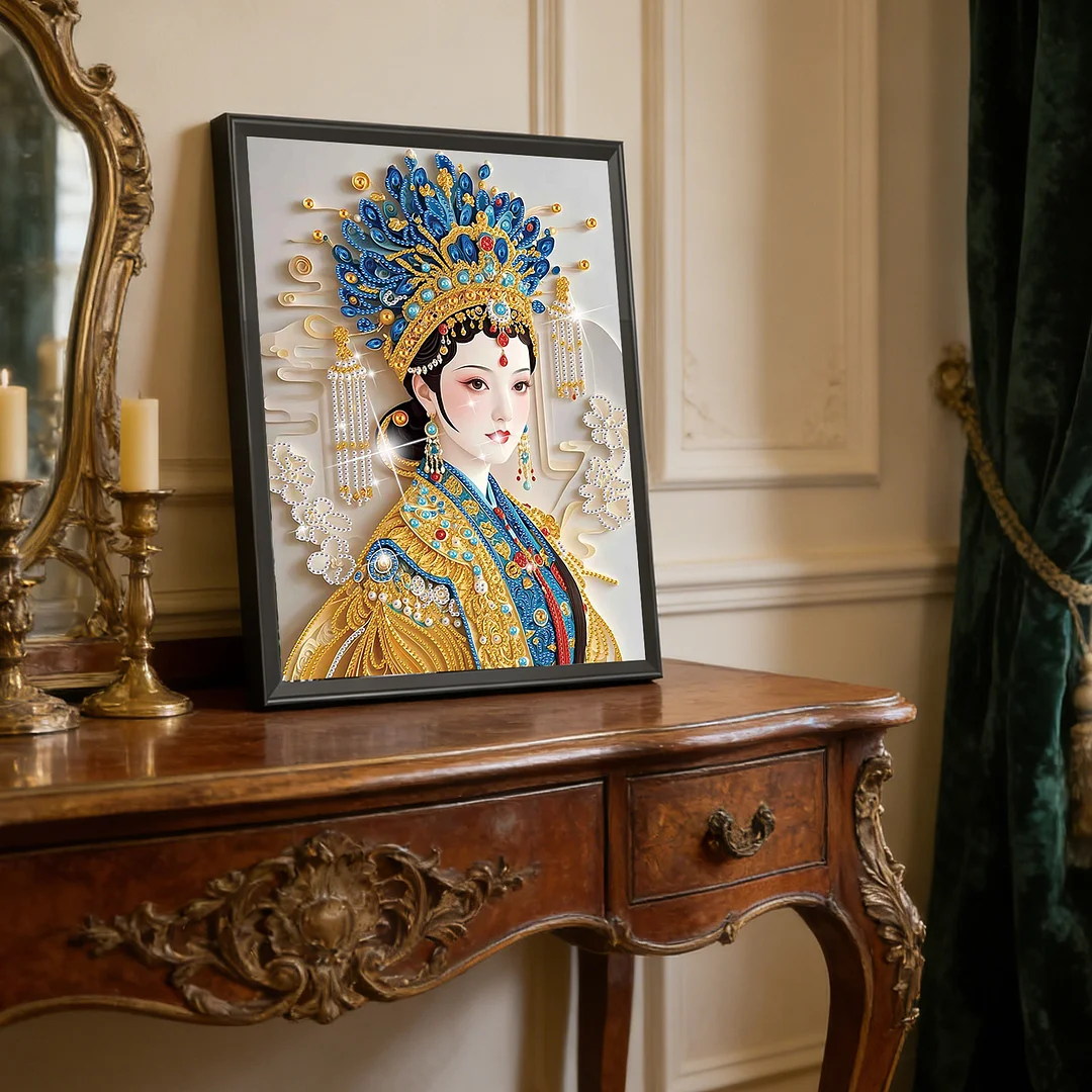 Diamond Painting - Partial Special Shaped Drill - Phoenix Crown Lady(Canvas|30x40cm)