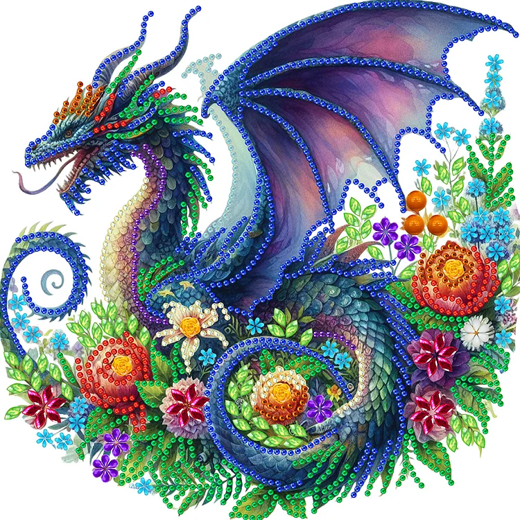 Partial Special-Shaped Diamond Painting - Flower Dragon 30*30CM