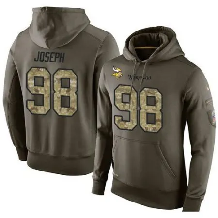 NFL Men's  Minnesota Vikings #98 Linval Joseph Stitched Green Olive Salute To Service KO Performance Hoodie