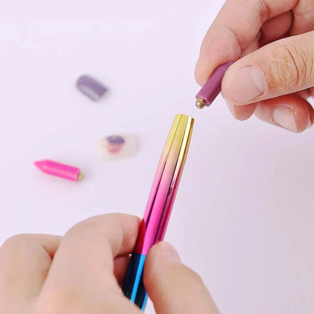 Gradient Rotary Point Drill Pen 5D DIY Diamond Painting Tool with Clay Tips(Random Color)