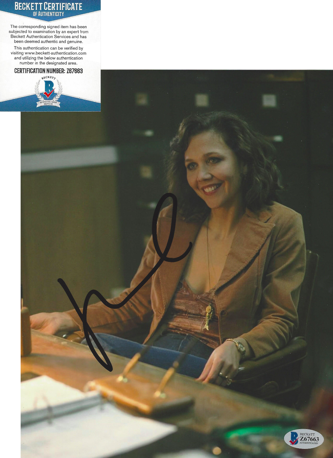 MAGGIE GYLLENHAAL SIGNED 'THE DEUCE' 8x10 Photo Poster painting E ACTRESS BECKETT COA BAS