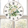 2D DIY Acrylic White Flower Diamond Painting Wall Clock Pendant w/Clock Function