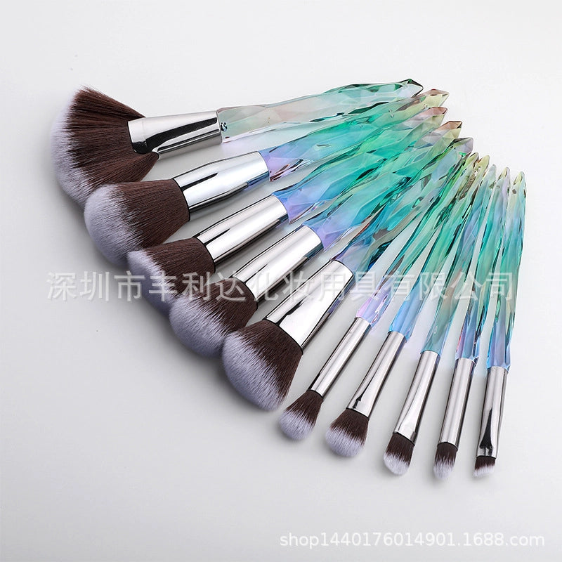 Minimalist Pink Purple Blue Arylic Artificial Fiber Acrylic Handle Makeup Brushes 1 Set