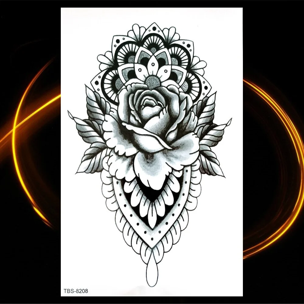 Sdrawing Skeleton Fake Temporary Tattoos For Women Men Green Snake Rose Daisy Flower Tattoo Scorpion King Body Thigh Waterproof Tatoo