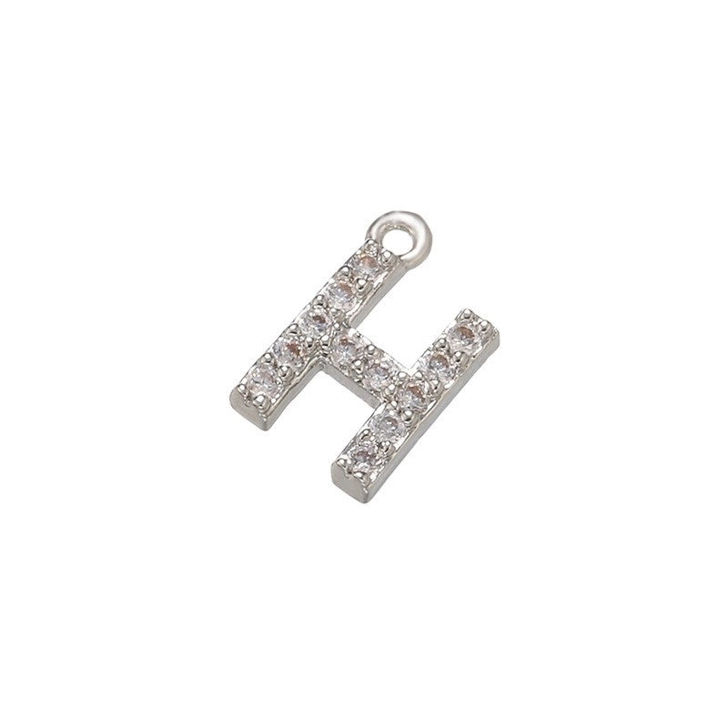 1 Piece 925 Sterling Silver Zircon 22K Gold Plated Rhodium Plated Letter Pendant Charms
