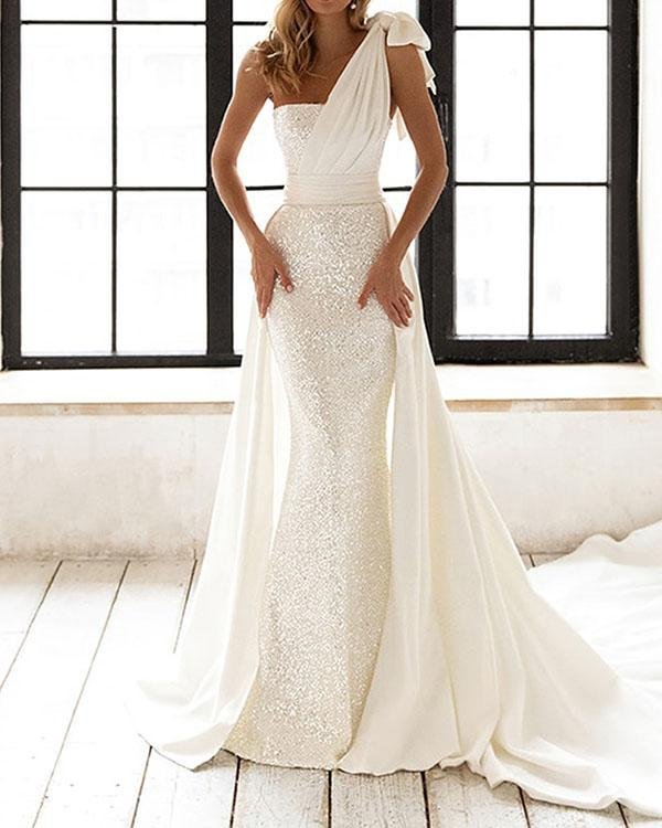 Elegant Wedding Dress Sequin Knotted Bodycon Dress - Chicaggo