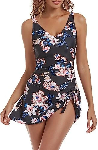 One Piece Tummy Control Swimdress for Women 