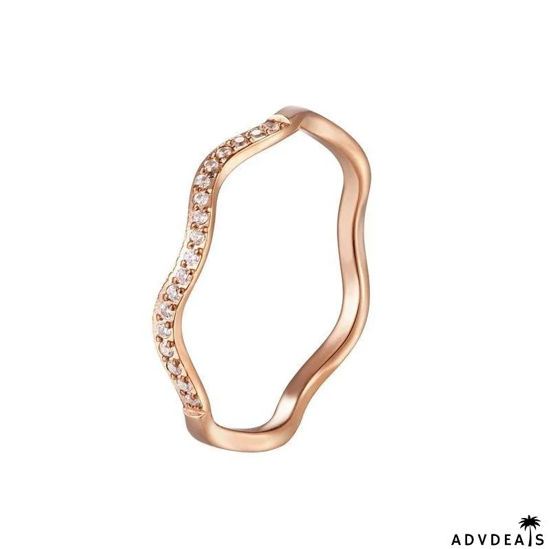 Personalized Irregular Curved Edge Rose Gold Ring