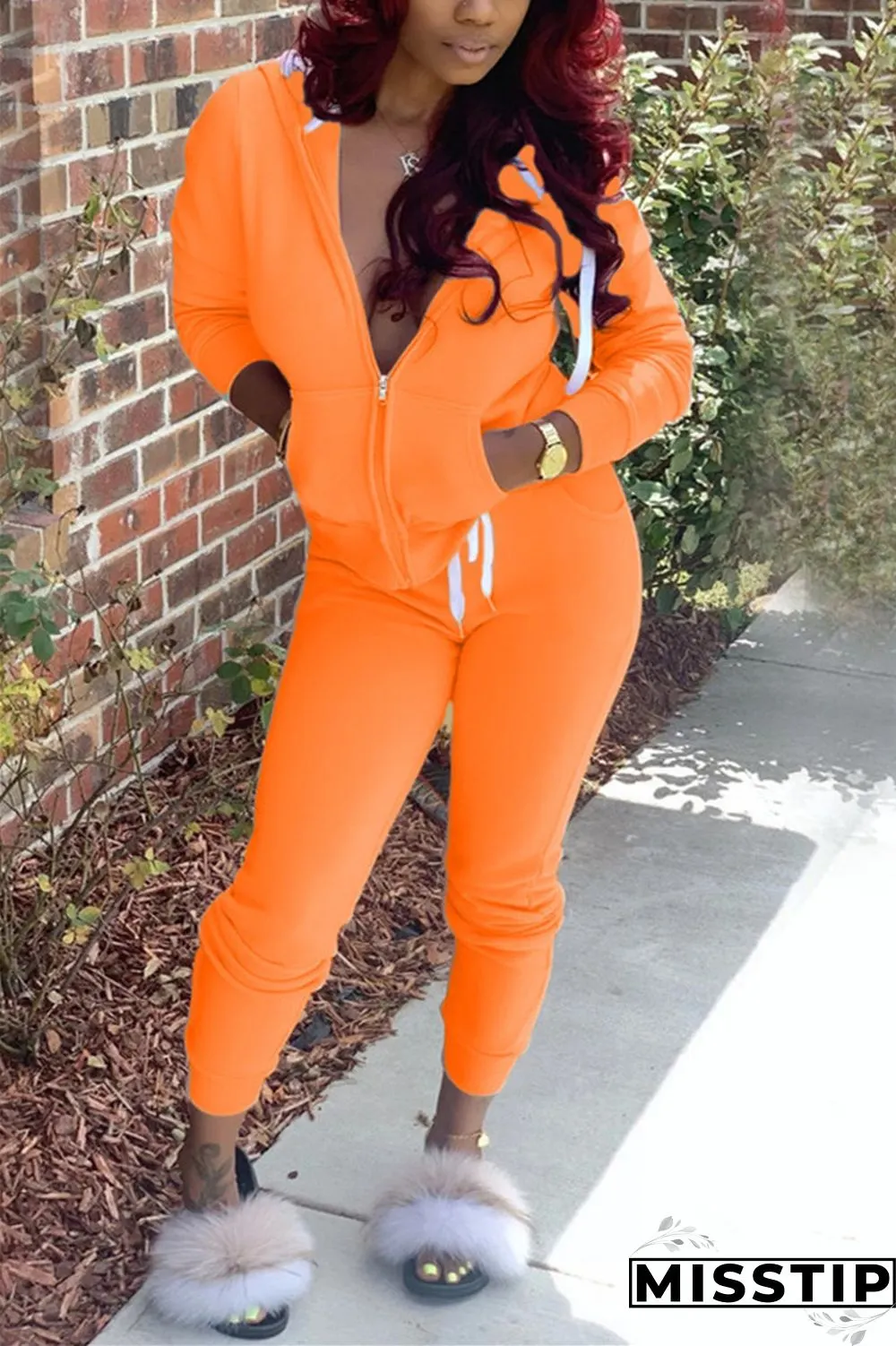 Grey Fashion Casual Solid Basic Hooded Collar Long Sleeve Two Pieces