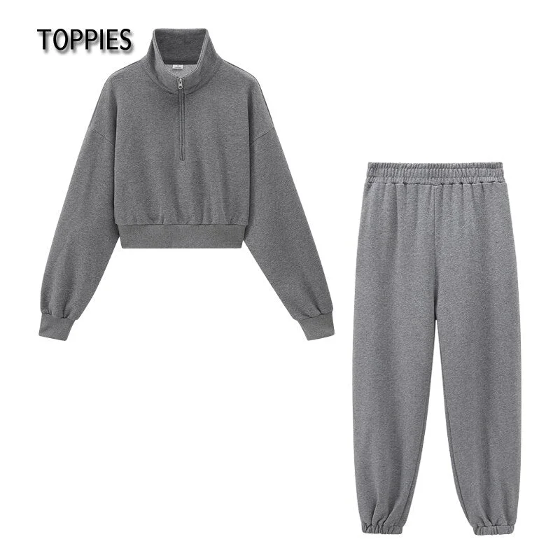 Toppies 2021 Two Piece Sets Woman Tracksuit Tops+pants Casual Outfit ensemble femme clothing set dresy damskie