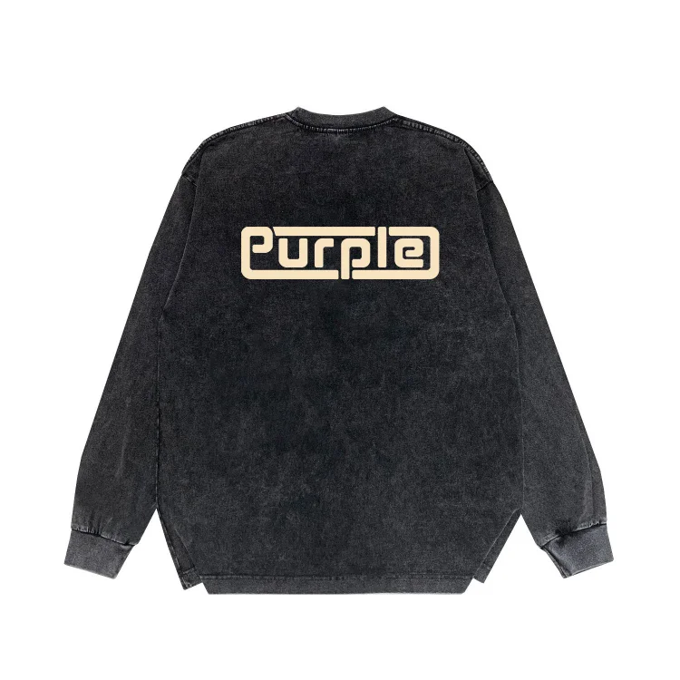 Purple Brand Distressed Long Sleeve Shirt Fashion Distressed Loose Long-sleeved Top
