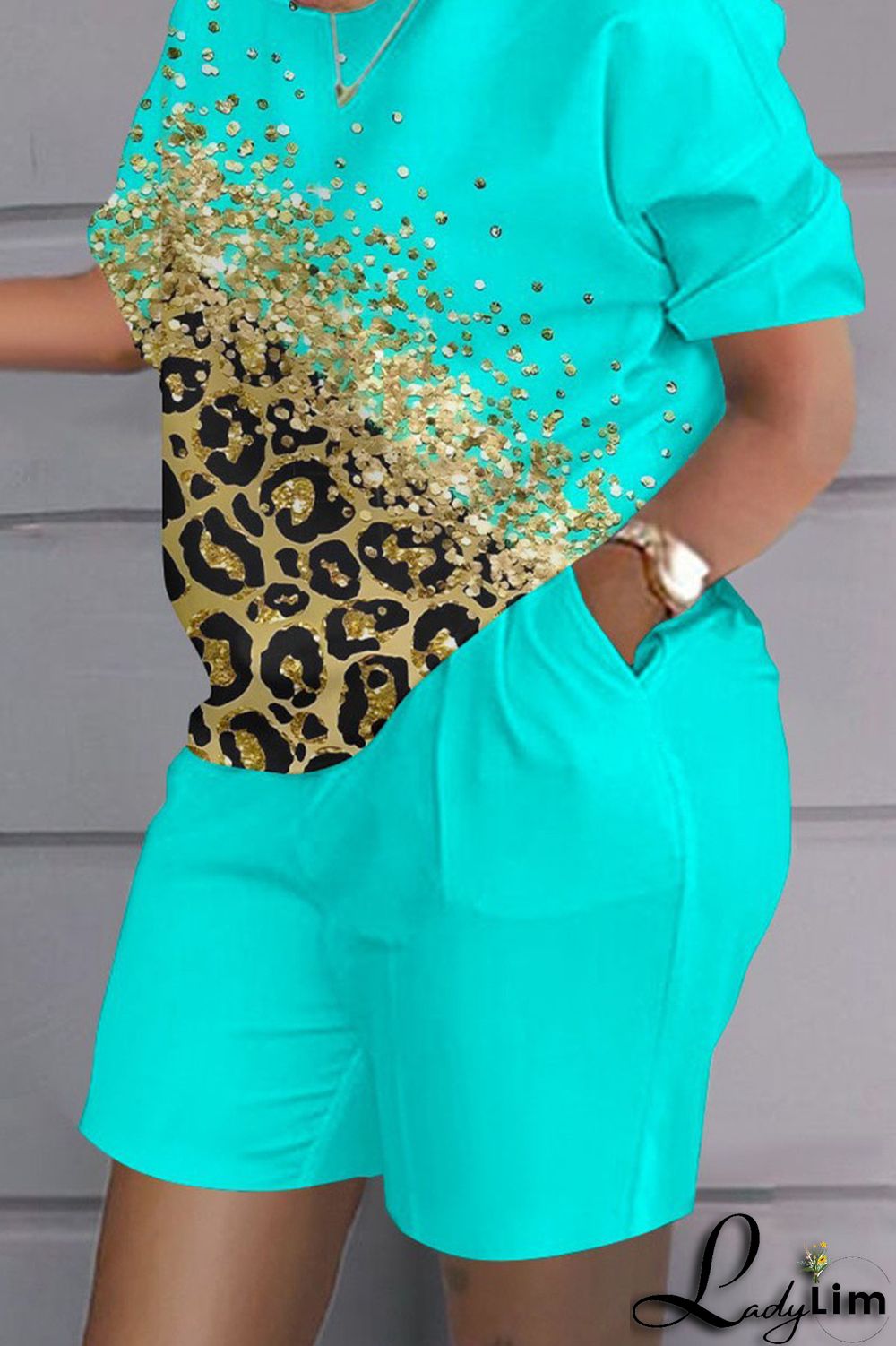 Black Casual Street Print Patchwork O Neck Two Pieces