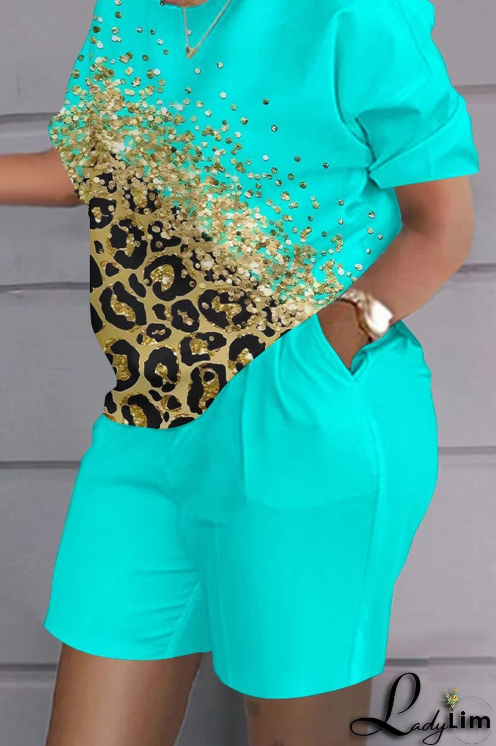 Black Casual Street Print Patchwork O Neck Two Pieces