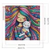 Fille Et Petit Chat Blanc-AB Rond Drill Diamond Painting-45*45CM